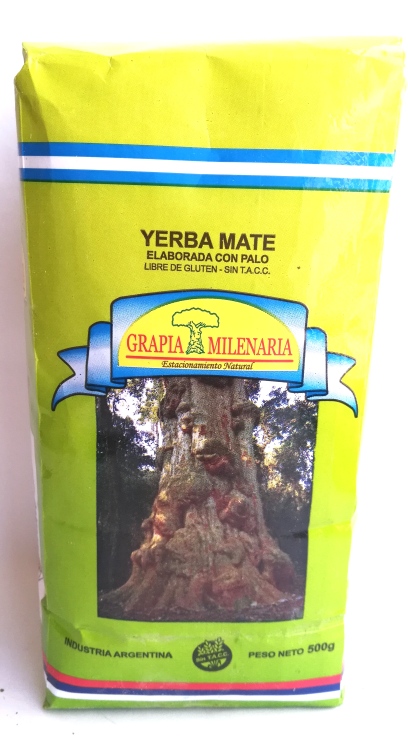 Grapia Milenaria . Yerba mate 500 grs. Packed in laminated paper